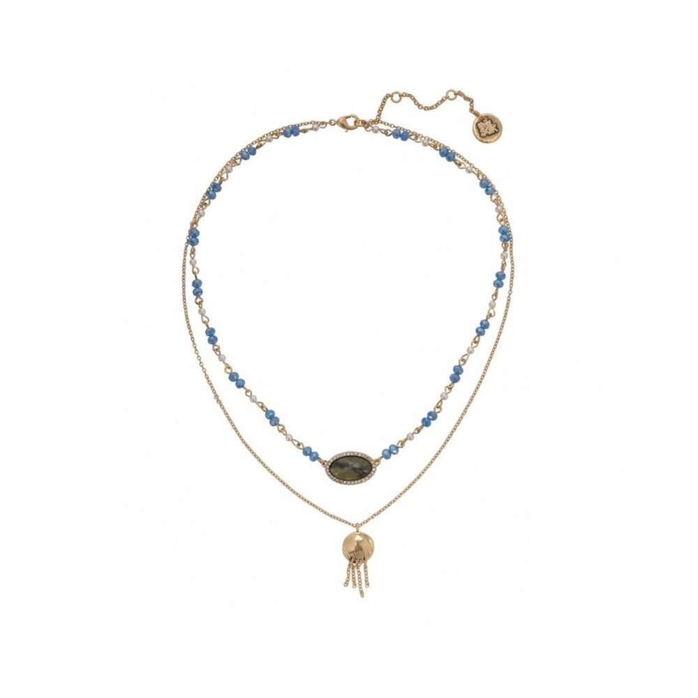 The Sak Two Row Necklace in Gold/Blue MSRP $34 NWT